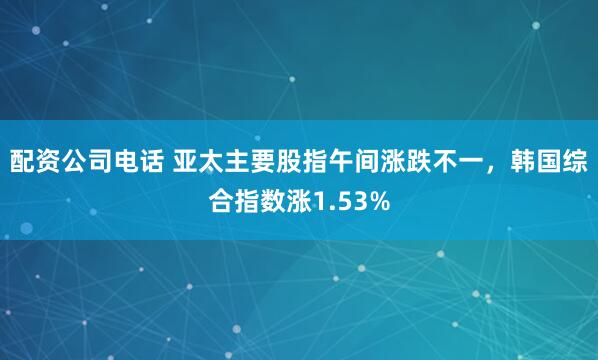 配资公司电话 亚太主要股指午间涨跌不一，韩国综合指数涨1.53%