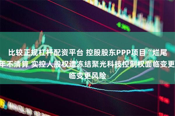 比较正规杠杆配资平台 控股股东PPP项目“烂尾”四年不清算 实控人股权遭冻结聚光科技控制权面临变更风险